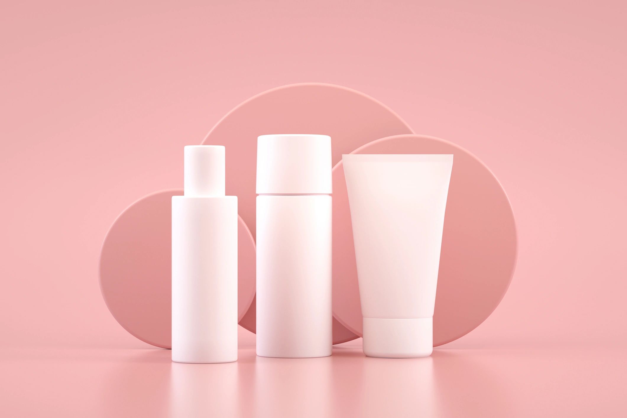 Skincare packaging mockup with cosmetic tube and bottle