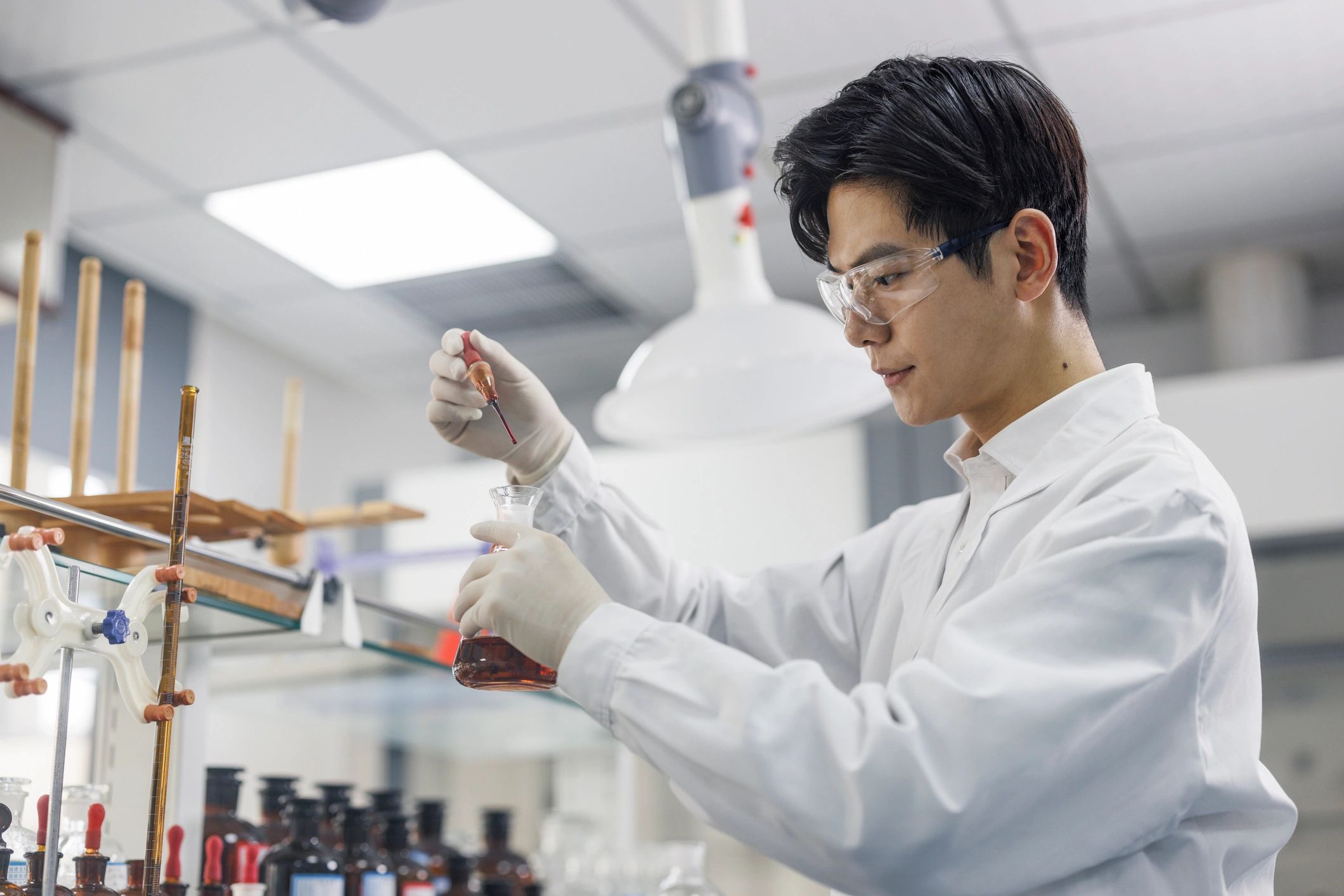 Scientist working on product formulation in a laboratory