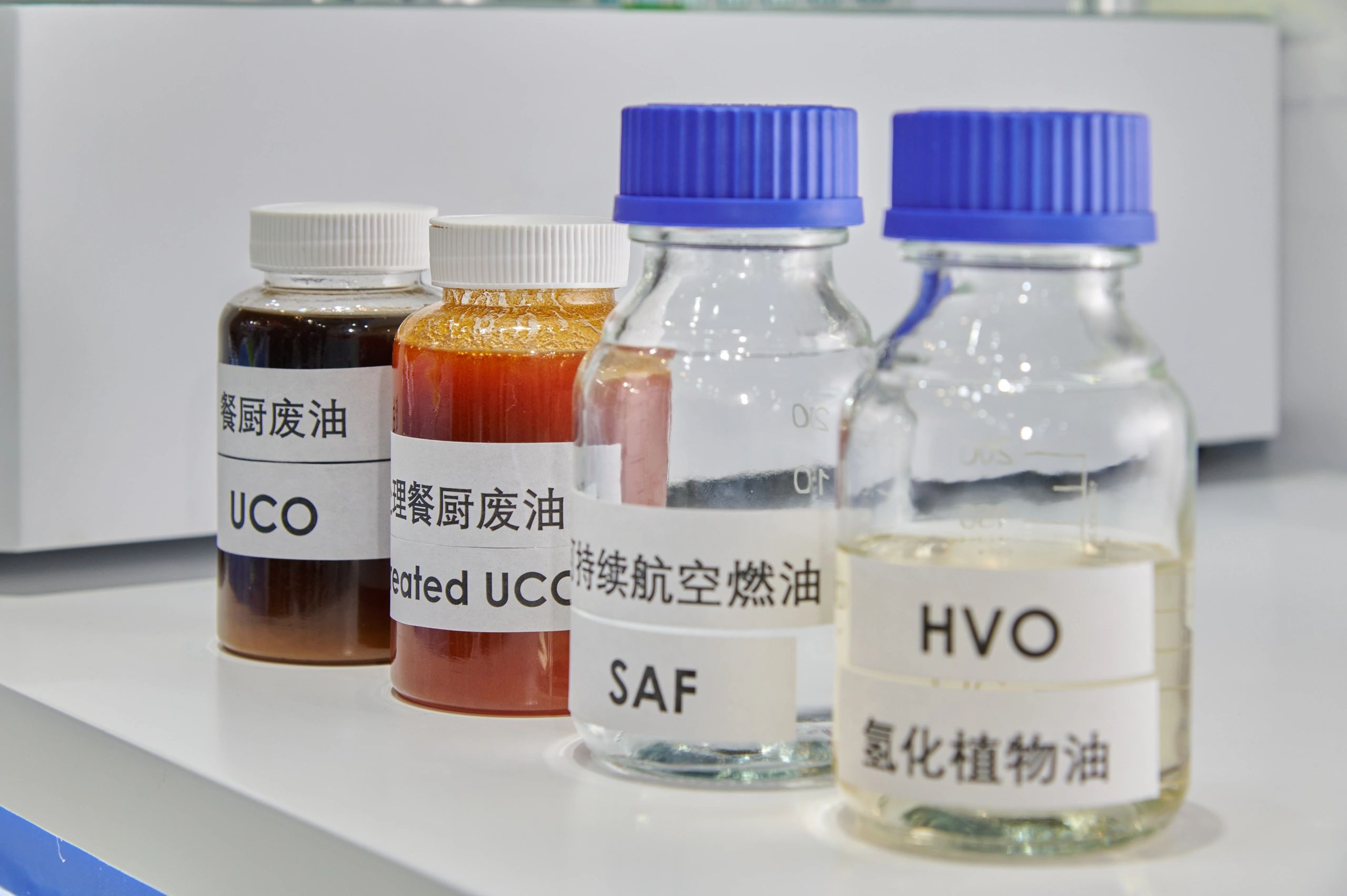 Specialty product samples in clear bottles